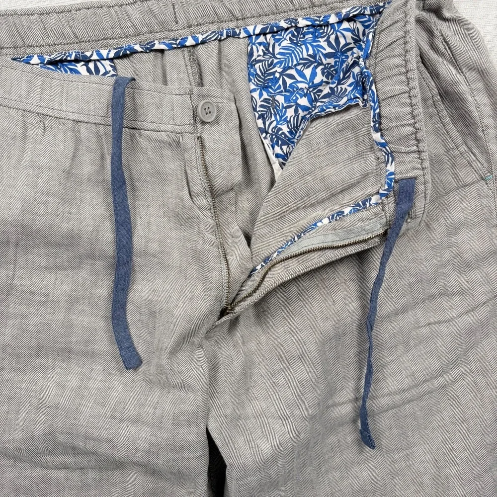 Tommy Bahama Beach Coast Linen Pants Mens Size XXL Gray Linen Blend Drawstring